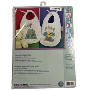 Dimensions Patchwork Baby Bib Stamped Cross Stich Kit 73474 2008 Baby Hugs